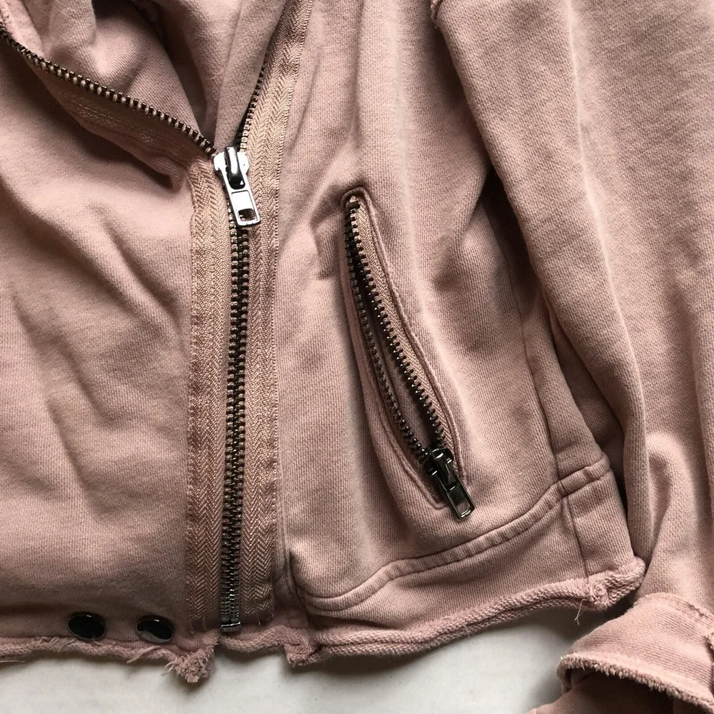 Fate by LFD Pink Asymmetric Zip Moto Sweatshirt Jacket Sz S A2311